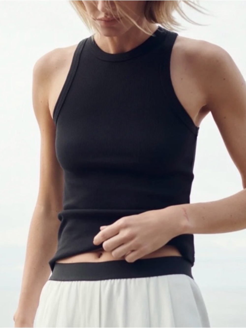 Soldout NYC The Not So Basic Tank Top in Ribbed Black Organic Cotton Size XS